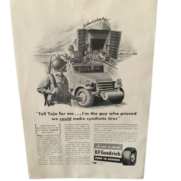 Vintage 1944 BF Goodrich Tires Tell Tojo Ad Advertisement - Picture 2 of 5